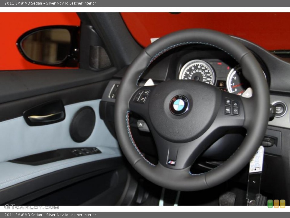 Silver Novillo Leather Interior Steering Wheel for the 2011 BMW M3 Sedan #42399385