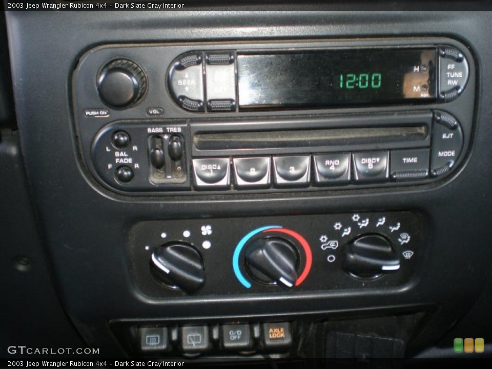 Dark Slate Gray Interior Controls for the 2003 Jeep Wrangler Rubicon 4x4 #42400295