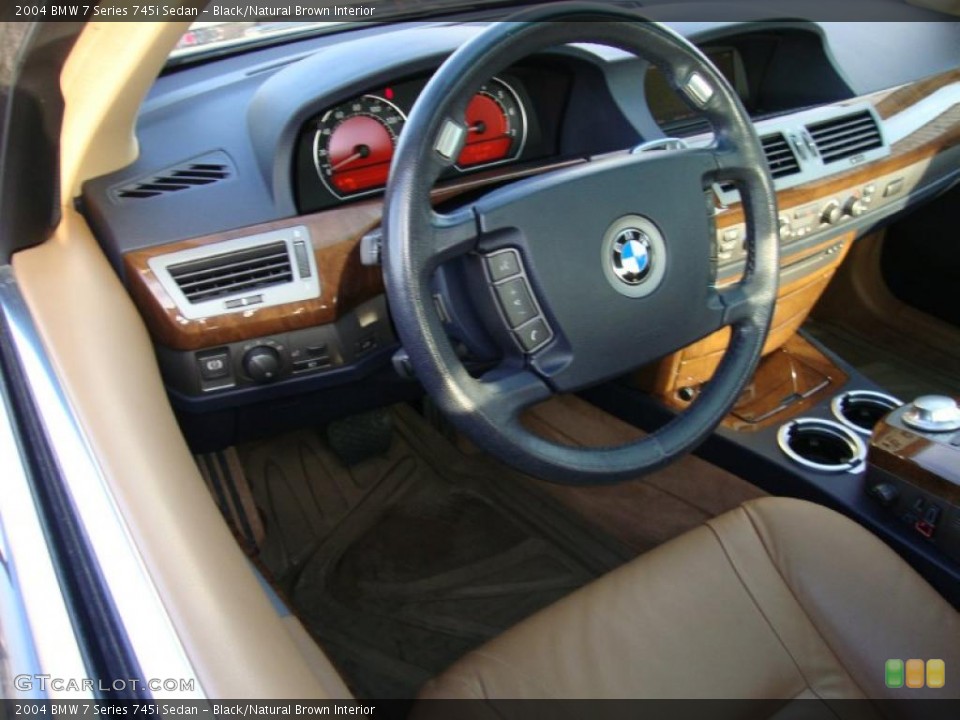 Black/Natural Brown Interior Dashboard for the 2004 BMW 7 Series 745i Sedan #42457191