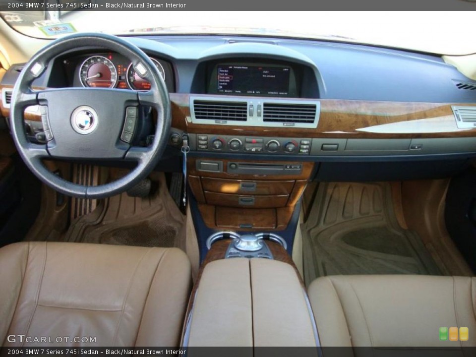 Black/Natural Brown Interior Dashboard for the 2004 BMW 7 Series 745i Sedan #42457467