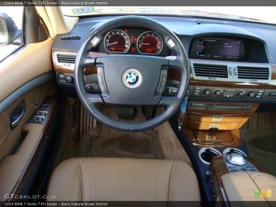Black/Natural Brown Interior Dashboard for the 2004 BMW 7 Series 745i Sedan #42457483