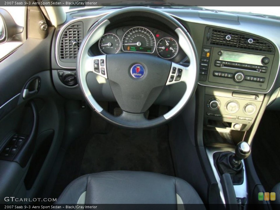 Black/Gray Interior Steering Wheel for the 2007 Saab 9-3 Aero Sport Sedan #42458443