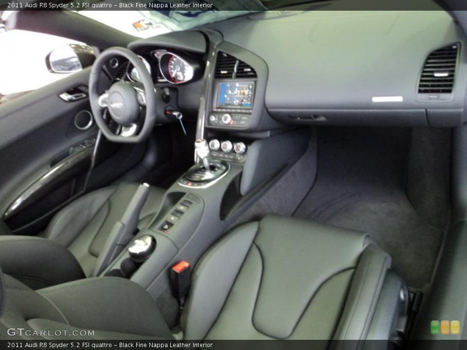 Black Fine Nappa Leather Interior Dashboard for the 2011 Audi R8 Spyder 5.2 FSI quattro #42511447