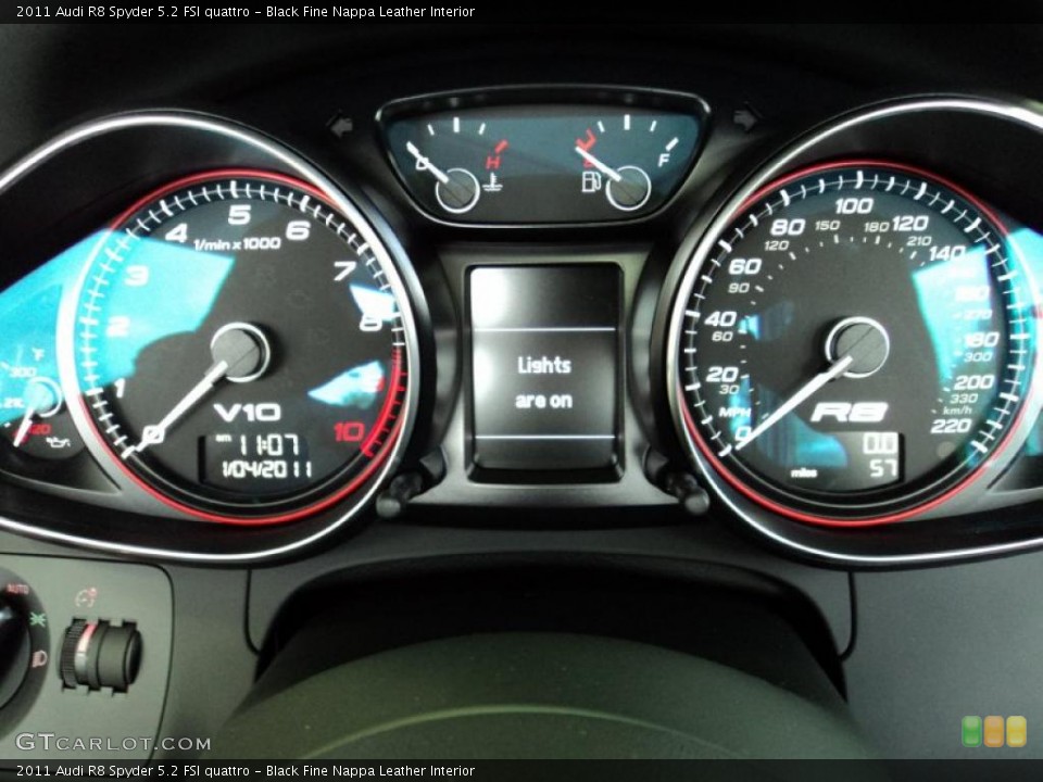 Black Fine Nappa Leather Interior Gauges for the 2011 Audi R8 Spyder 5.2 FSI quattro #42511511