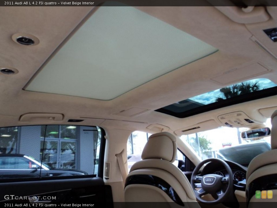 Velvet Beige Interior Sunroof for the 2011 Audi A8 L 4.2 FSI quattro #42512219