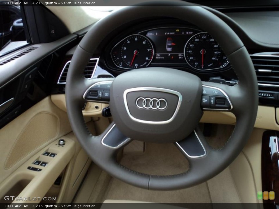 Velvet Beige Interior Steering Wheel for the 2011 Audi A8 L 4.2 FSI quattro #42512255