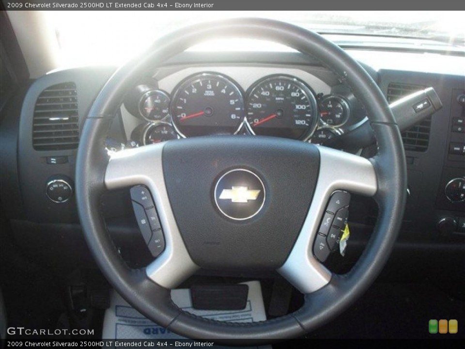 Ebony Interior Steering Wheel for the 2009 Chevrolet Silverado 2500HD LT Extended Cab 4x4 #42515348