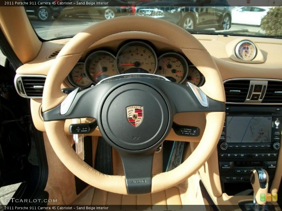 Sand Beige Interior Steering Wheel for the 2011 Porsche 911 Carrera 4S Cabriolet #42523953