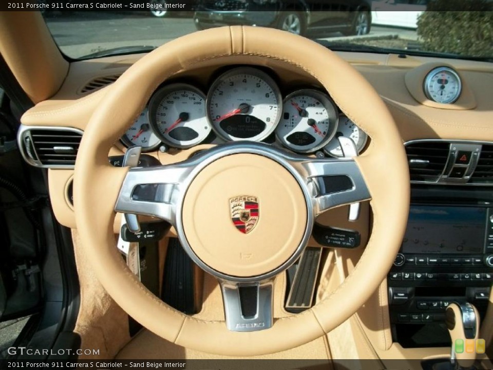 Sand Beige Interior Steering Wheel for the 2011 Porsche 911 Carrera S Cabriolet #42526097
