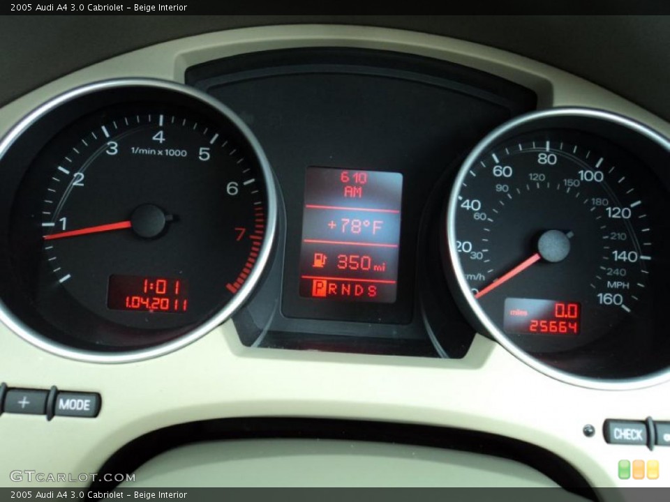 Beige Interior Gauges for the 2005 Audi A4 3.0 Cabriolet #42526569