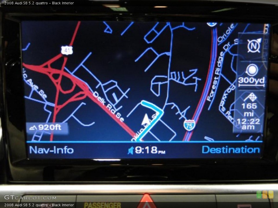 Black Interior Navigation for the 2008 Audi S8 5.2 quattro #42557813