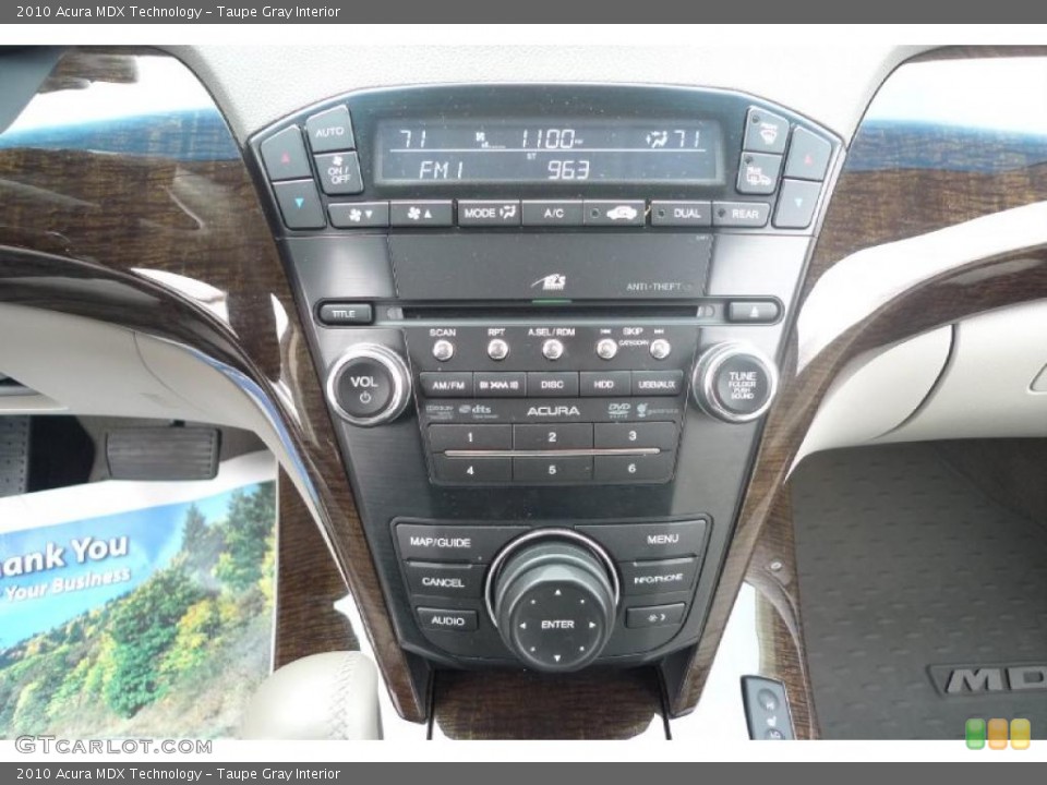 Taupe Gray Interior Controls for the 2010 Acura MDX Technology #42573858