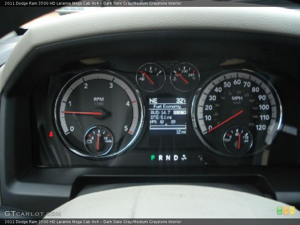 Dark Slate Gray/Medium Graystone Interior Gauges for the 2011 Dodge Ram 3500 HD Laramie Mega Cab 4x4 #42593636