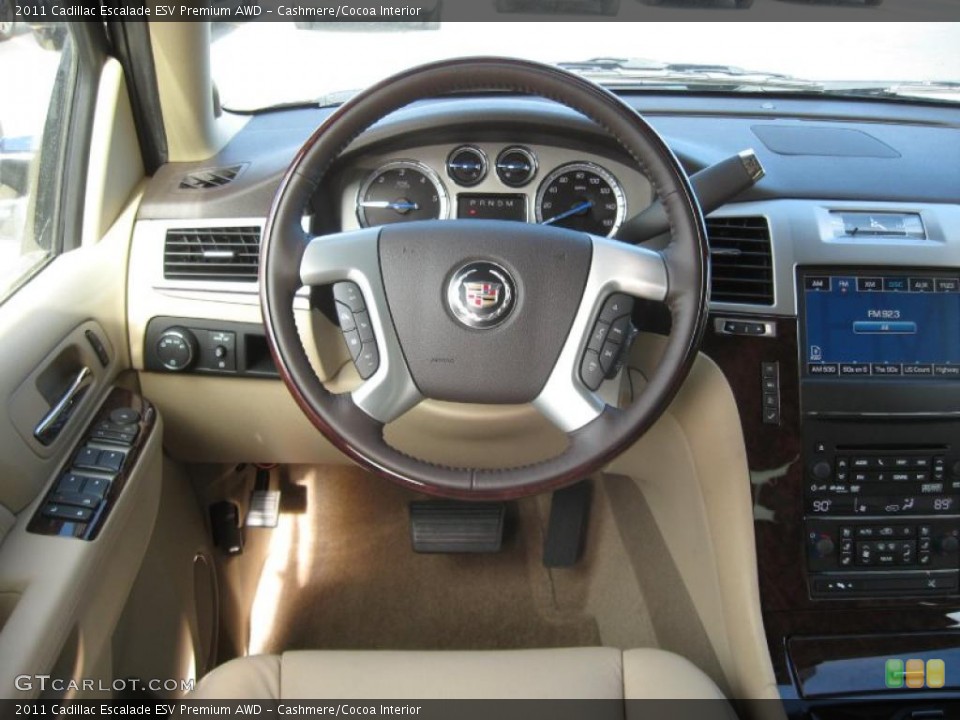 Cashmere/Cocoa Interior Steering Wheel for the 2011 Cadillac Escalade ESV Premium AWD #42630076