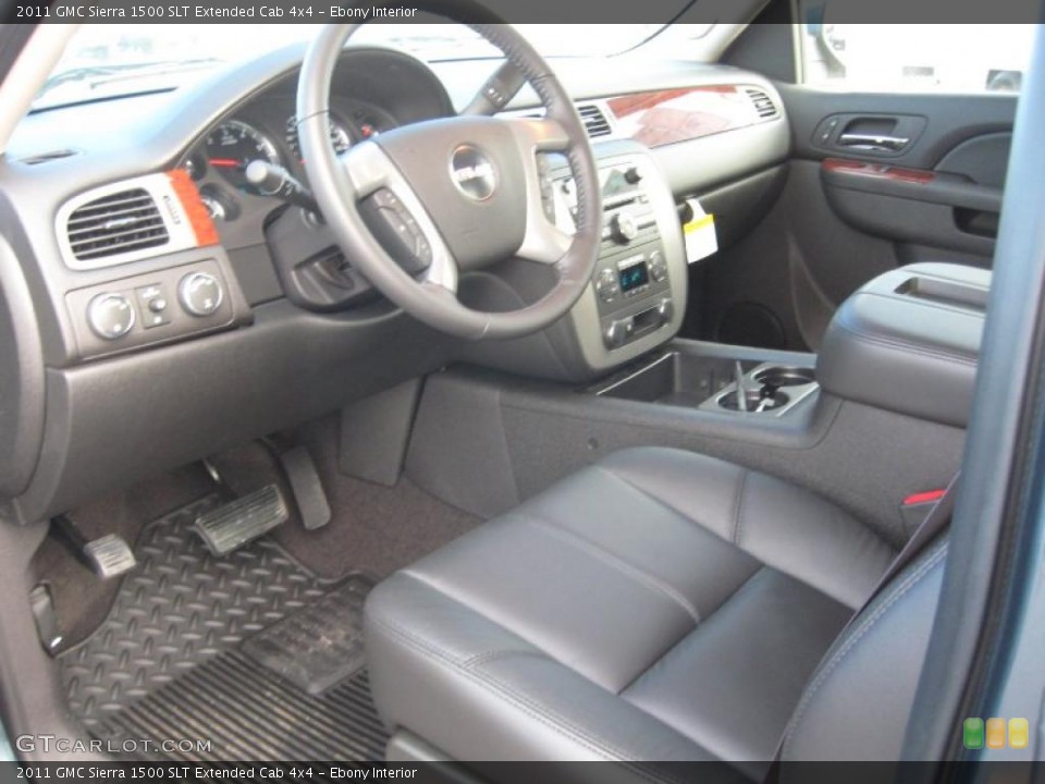 Ebony Interior Prime Interior for the 2011 GMC Sierra 1500 SLT Extended Cab 4x4 #42630380