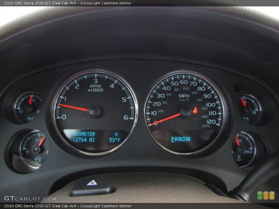 Cocoa/Light Cashmere Interior Gauges for the 2010 GMC Sierra 1500 SLT Crew Cab 4x4 #42643556