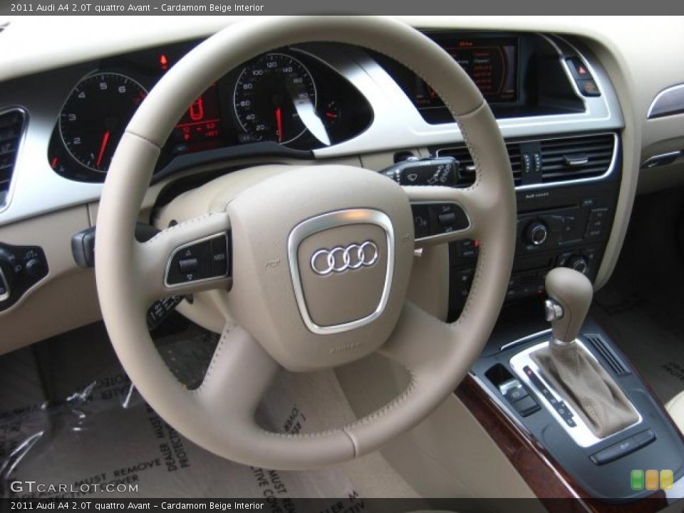 Cardamom Beige Interior Steering Wheel for the 2011 Audi A4 2.0T quattro Avant #42647576