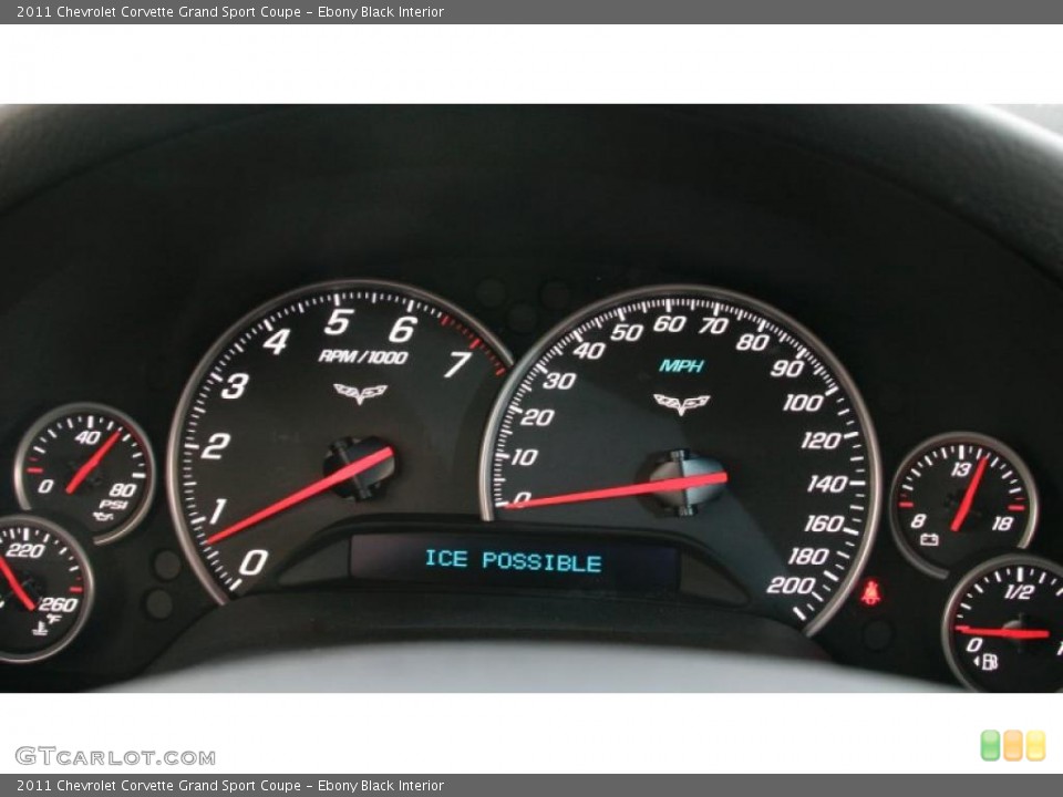 Ebony Black Interior Gauges for the 2011 Chevrolet Corvette Grand Sport Coupe #42676638