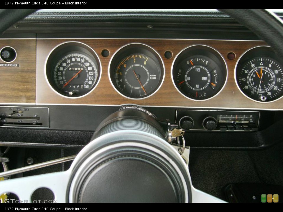 Black Interior Gauges For The 1972 Plymouth Cuda 340 Coupe