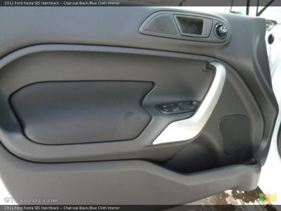 Charcoal Black/Blue Cloth Interior Door Panel for the 2011 Ford Fiesta SES Hatchback #42700523