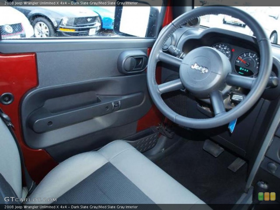 Dark Slate Gray/Med Slate Gray Interior Steering Wheel for the 2008 Jeep Wrangler Unlimited X 4x4 #42710232