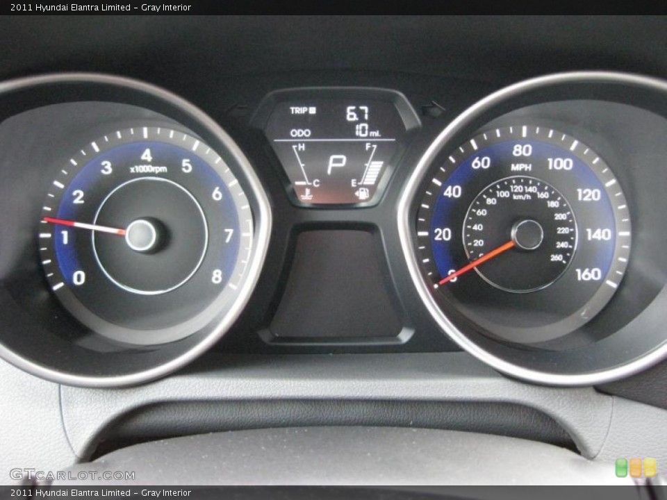 Gray Interior Gauges for the 2011 Hyundai Elantra Limited #42744056