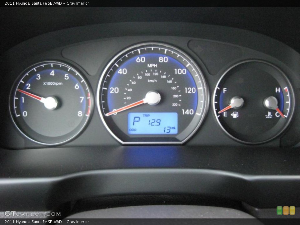 Gray Interior Gauges for the 2011 Hyundai Santa Fe SE AWD #42744489