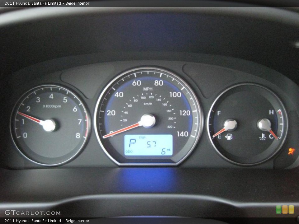 Beige Interior Gauges for the 2011 Hyundai Santa Fe Limited #42745888