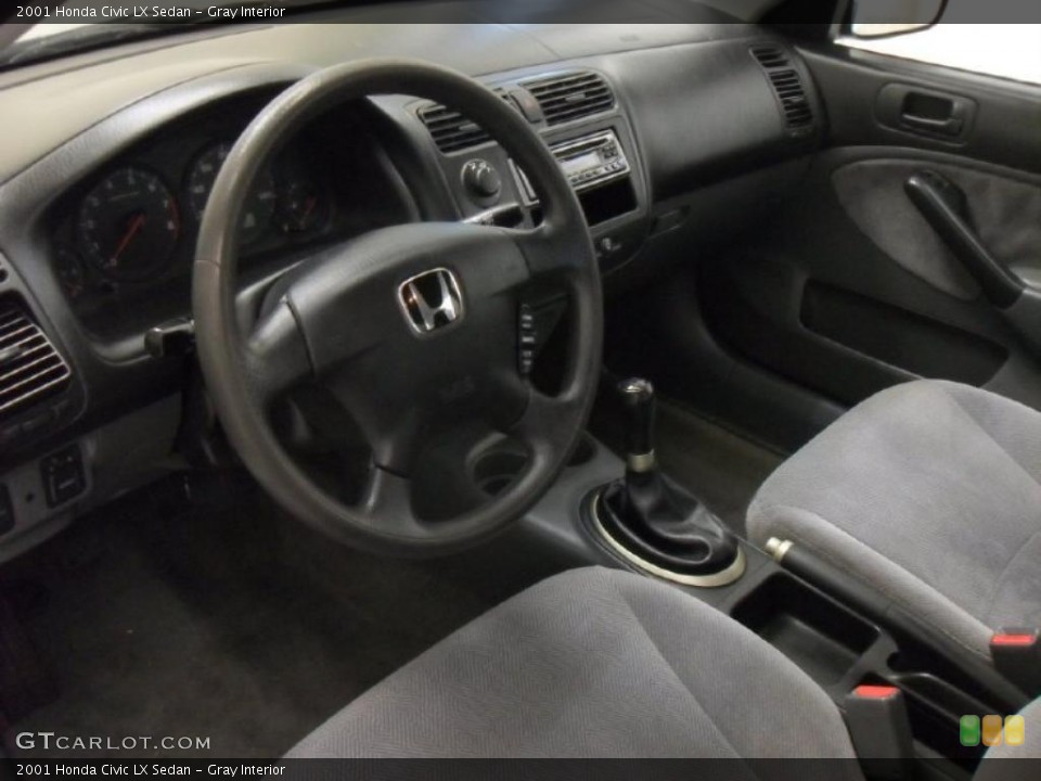 Gray Interior Prime Interior for the 2001 Honda Civic LX Sedan #42763888