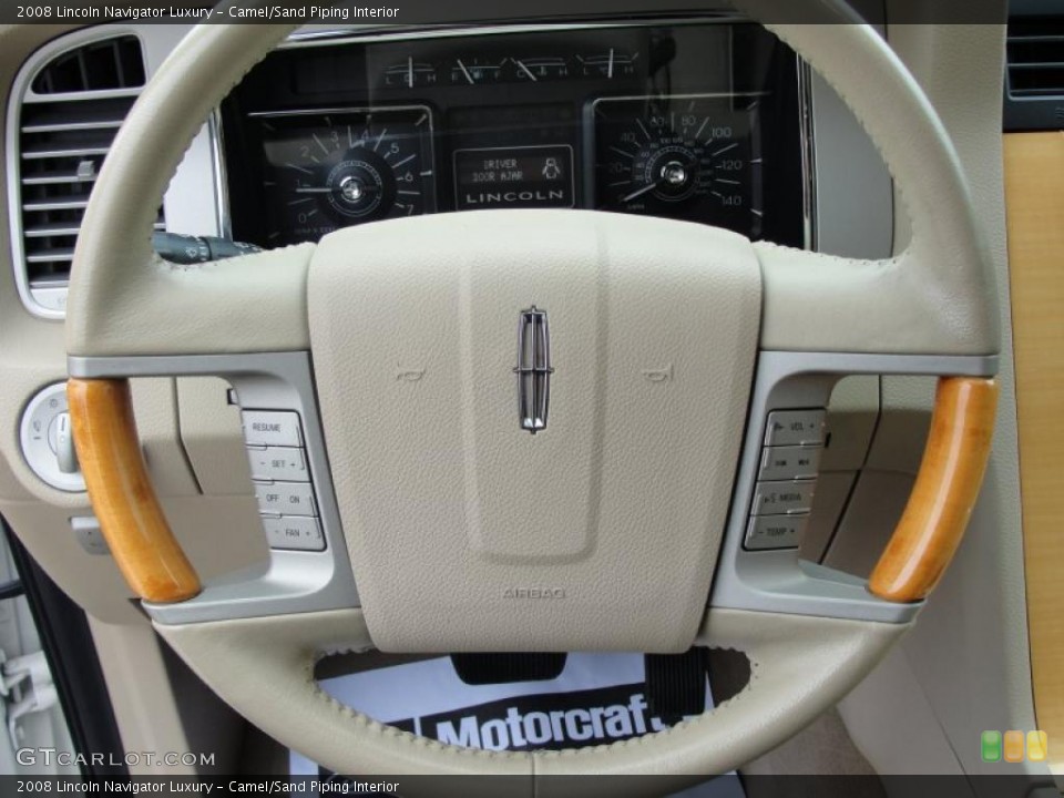 Camel/Sand Piping Interior Steering Wheel for the 2008 Lincoln Navigator Luxury #42798945