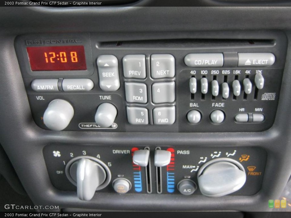 Graphite Interior Controls for the 2003 Pontiac Grand Prix GTP Sedan #42834982