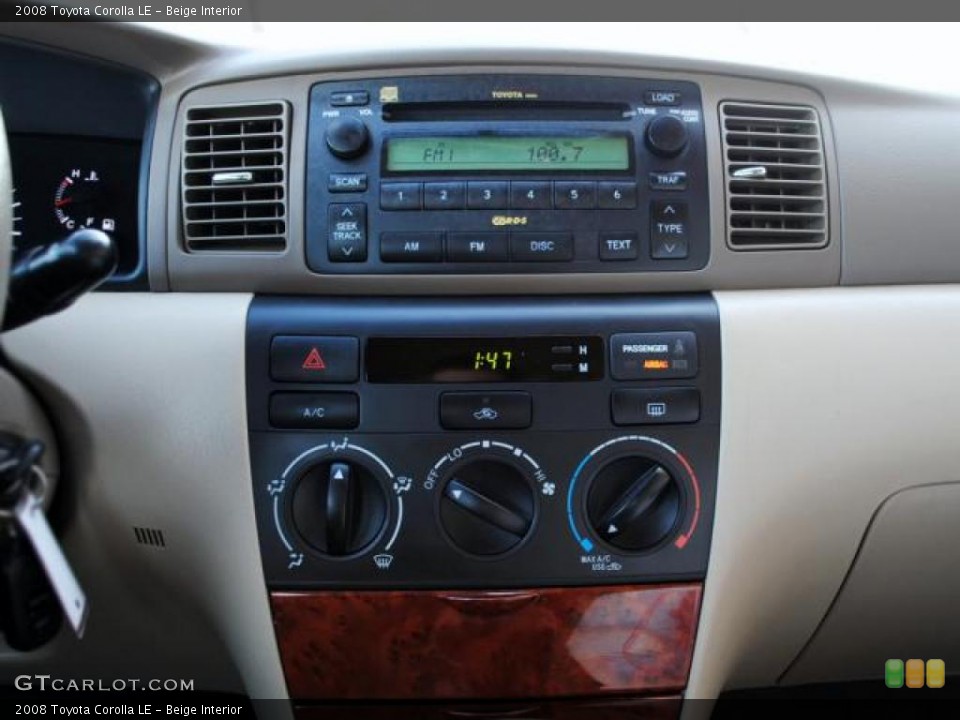 Beige Interior Controls for the 2008 Toyota Corolla LE #42924544