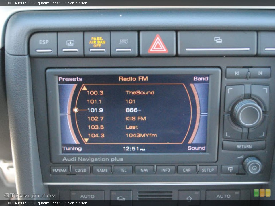 Silver Interior Controls for the 2007 Audi RS4 4.2 quattro Sedan #43066724