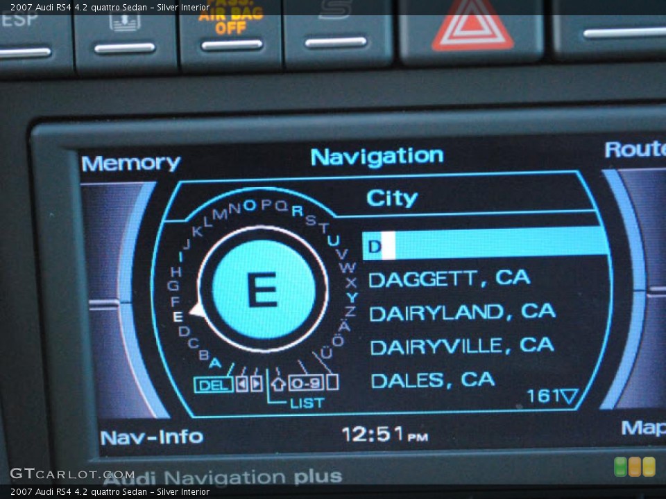 Silver Interior Navigation for the 2007 Audi RS4 4.2 quattro Sedan #43066752