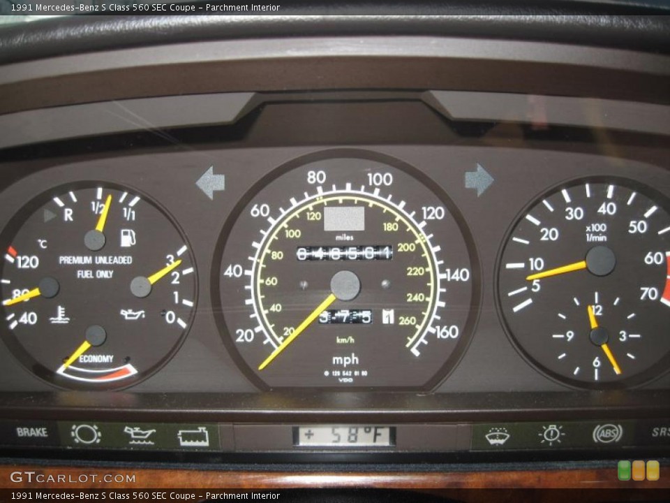 Parchment Interior Gauges for the 1991 Mercedes-Benz S Class 560 SEC Coupe #43082934