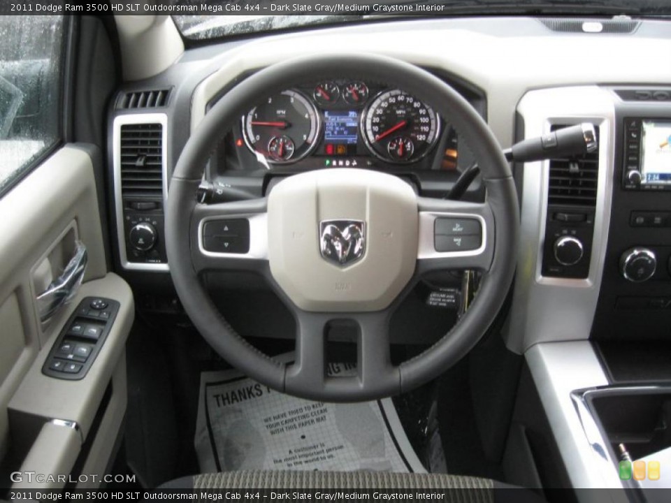 Dark Slate Gray/Medium Graystone Interior Steering Wheel for the 2011 Dodge Ram 3500 HD SLT Outdoorsman Mega Cab 4x4 #43209074