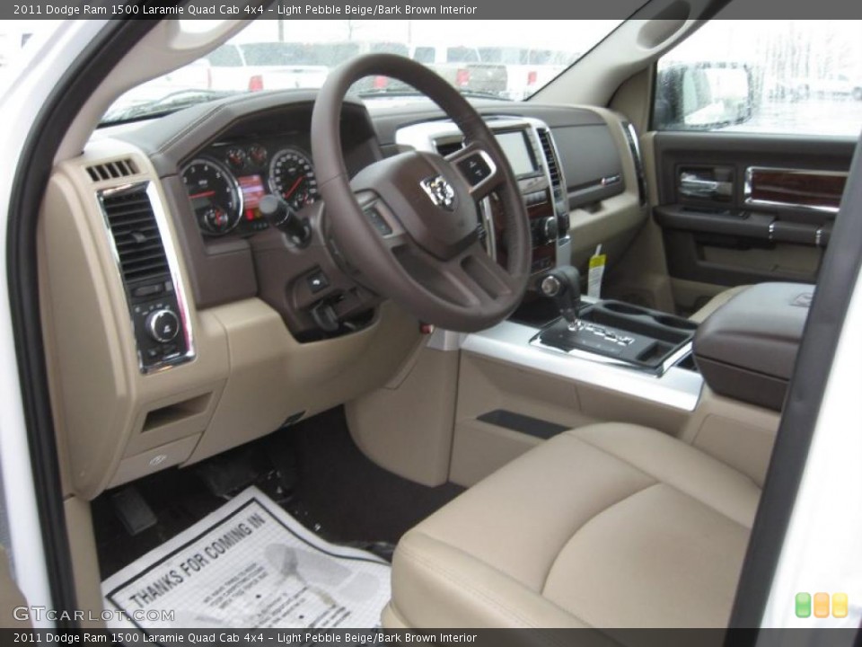 Light Pebble Beige/Bark Brown Interior Photo for the 2011 Dodge Ram 1500 Laramie Quad Cab 4x4 #43212254