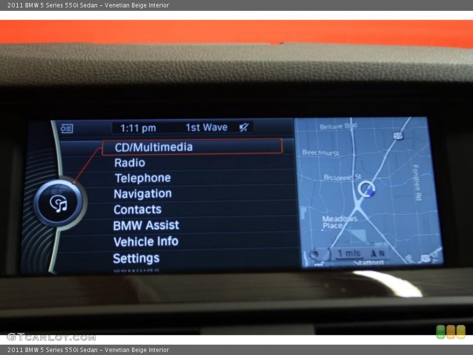 Venetian Beige Interior Navigation for the 2011 BMW 5 Series 550i Sedan #43226279
