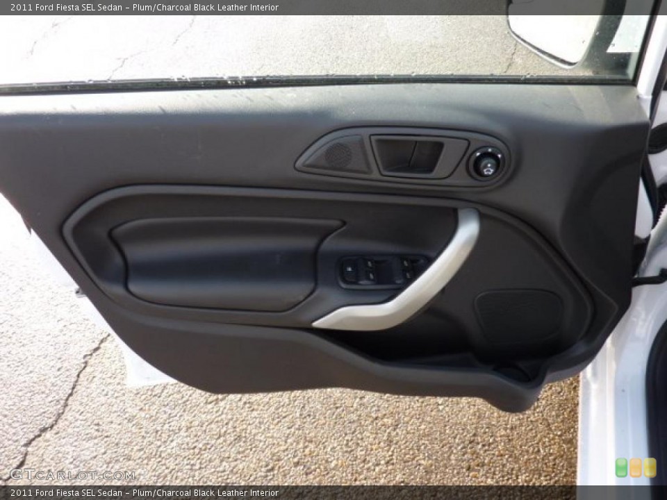 Plum/Charcoal Black Leather Interior Door Panel for the 2011 Ford Fiesta SEL Sedan #43261162