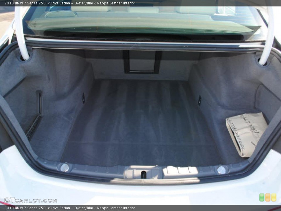 Oyster/Black Nappa Leather Interior Trunk for the 2010 BMW 7 Series 750i xDrive Sedan #43323583