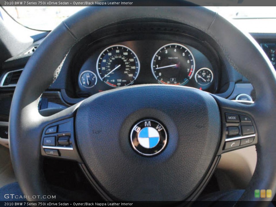 Oyster/Black Nappa Leather Interior Controls for the 2010 BMW 7 Series 750i xDrive Sedan #43323748