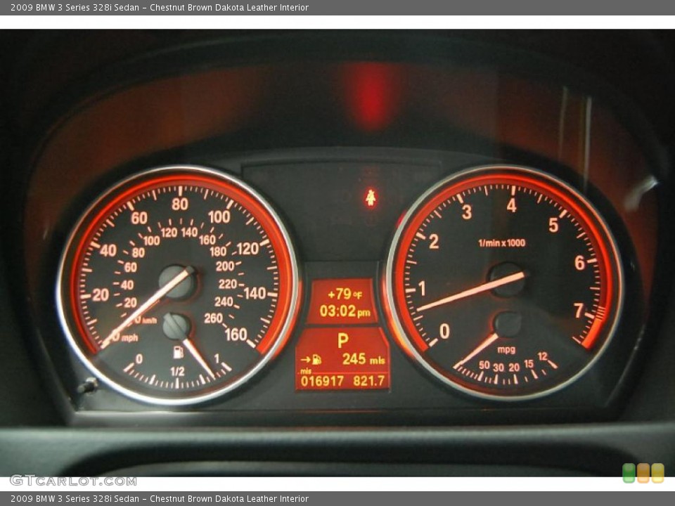 Chestnut Brown Dakota Leather Interior Gauges for the 2009 BMW 3 Series 328i Sedan #43326703