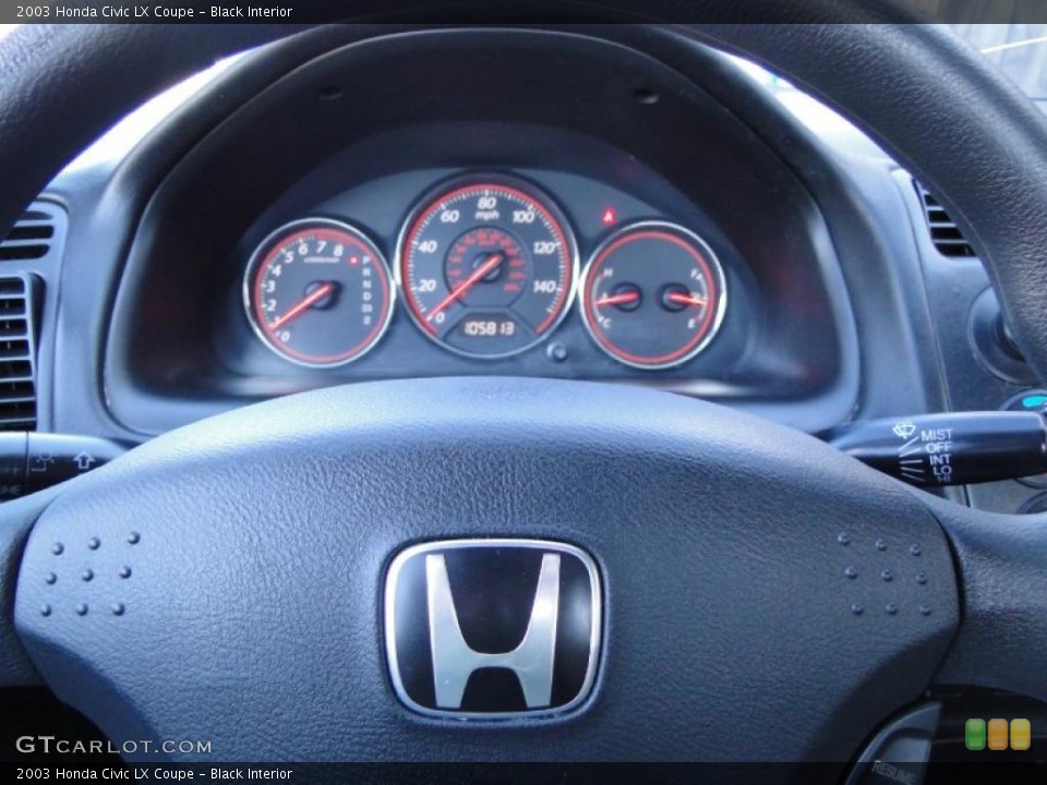 Black Interior Steering Wheel for the 2003 Honda Civic LX Coupe #43376141