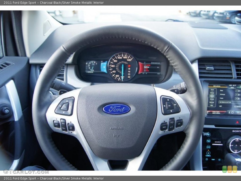 Charcoal Black/Silver Smoke Metallic Interior Steering Wheel for the 2011 Ford Edge Sport #43380083