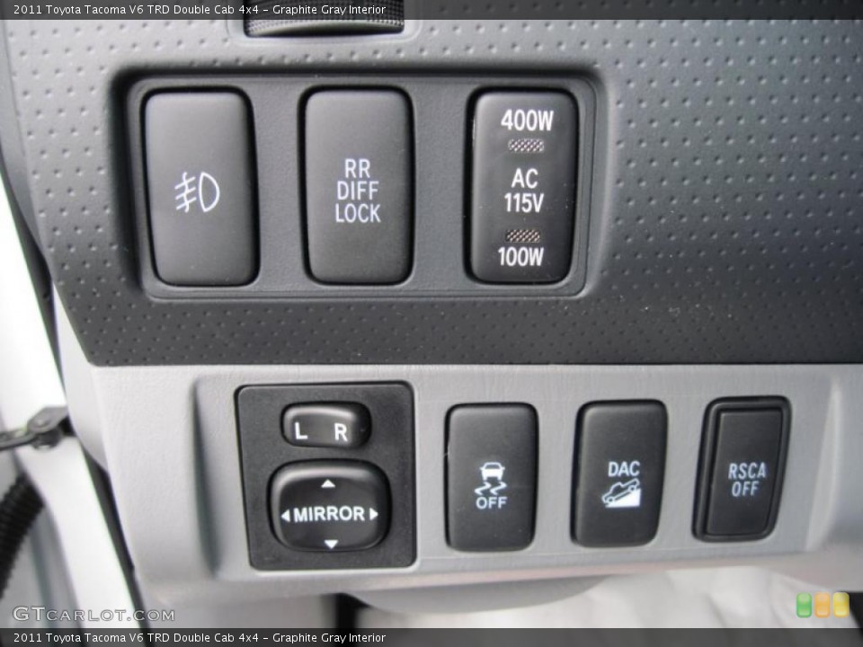 Graphite Gray Interior Controls for the 2011 Toyota Tacoma V6 TRD Double Cab 4x4 #43483147
