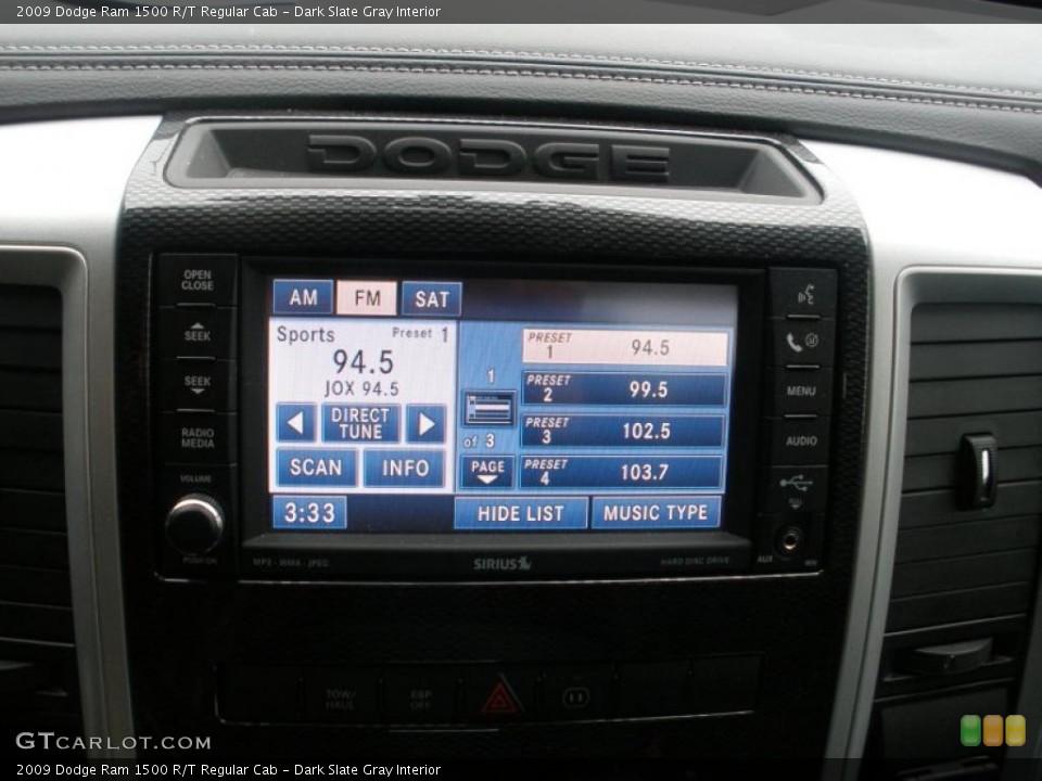 Dark Slate Gray Interior Controls for the 2009 Dodge Ram 1500 R/T Regular Cab #43539275