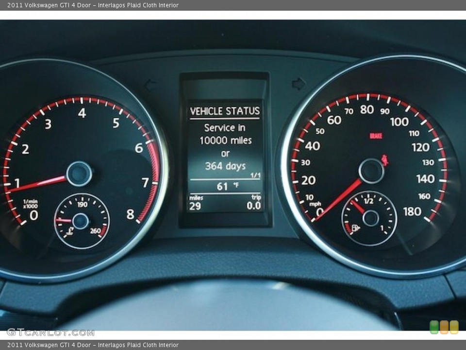 Interlagos Plaid Cloth Interior Gauges for the 2011 Volkswagen GTI 4 Door #43543932