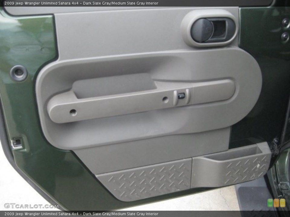 Dark Slate Gray/Medium Slate Gray Interior Door Panel for the 2009 Jeep Wrangler Unlimited Sahara 4x4 #43544288