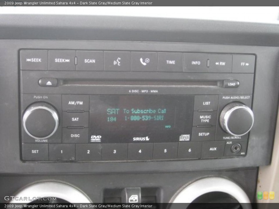 Dark Slate Gray/Medium Slate Gray Interior Controls for the 2009 Jeep Wrangler Unlimited Sahara 4x4 #43544428