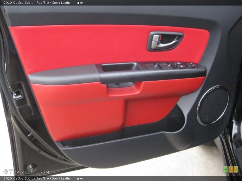 Red/Black Sport Leather Interior Door Panel for the 2010 Kia Soul Sport #43550037